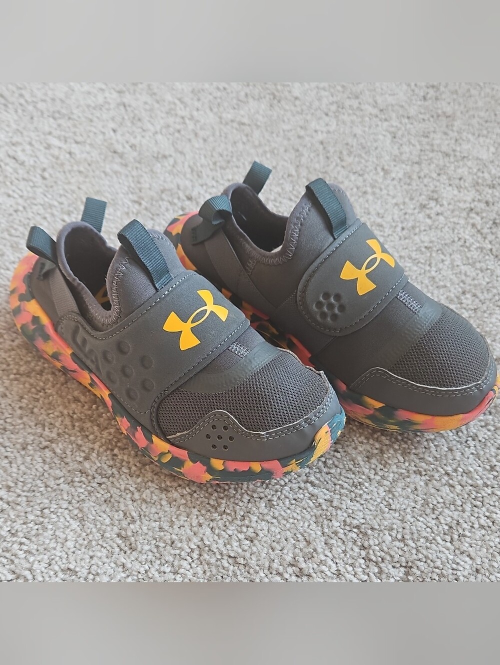 Under Armour Kids' Slip-On Sneakers - Charcoal with Yellow Logo